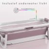 Livista® - Opvouwbaar Bad - Roze - Zitbad - Inklapbaar - Bath Bucket - 150 CM LANG - XL - Incl. Thermometer & Onderwater LED Lichten