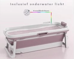 Livista® - Opvouwbaar Bad - Roze - Zitbad - Inklapbaar - Bath Bucket - 150 CM LANG - XL - Incl. Thermometer & Onderwater LED Lichten