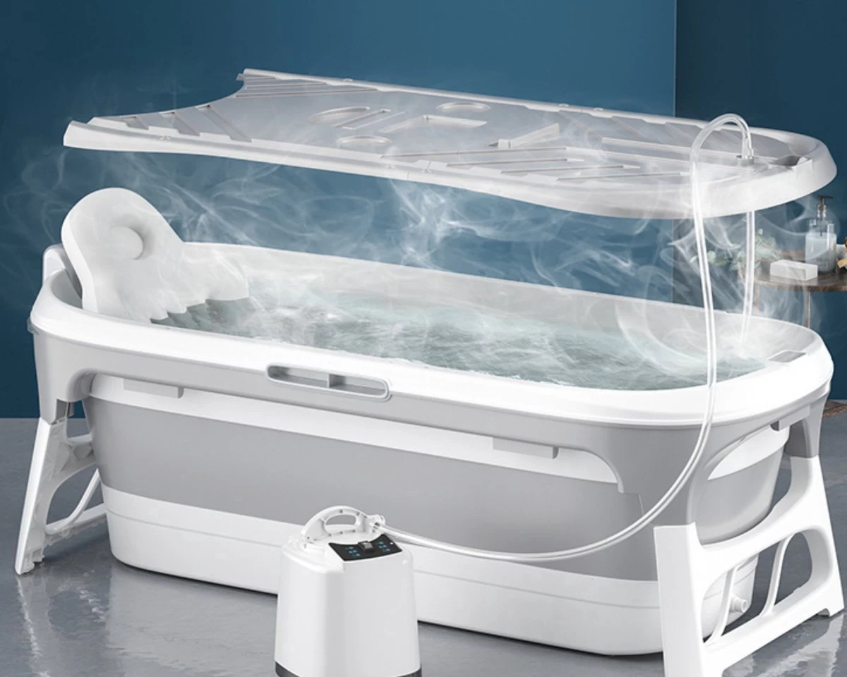 Livista® - Opvouwbaar Bad - Stoombad Grijs - Zitbad - Inklapbaar - Bath Bucket - 152 CM LANG - XL - Incl. Rugkussen, Stoommachine En Bad Accessoires 1 Livista® - Opvouwbaar Bad - Stoombad Grijs - Zitbad - Inklapbaar - Bath Bucket - 152 CM LANG - XL - Incl. Rugkussen, Stoommachine En Bad Accessoires