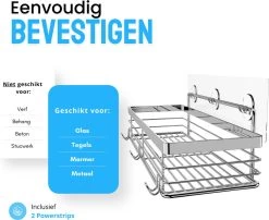 RVS Doucherek Zelfklevend Zonder Boren - Douchemand Hangend - 15KG Draagvermogen - Zilver/Chroom -Grohe Winkel 1200x979 1