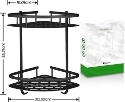 Zelfklevend Doucherek 2 Laags +Douche Bal - RVS - Mat Zwart -Grohe Winkel 1200x983 2