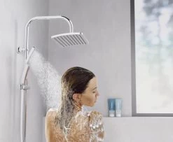 SCHÜTTE Mallorca Douchesysteem - Regendouche - 95 Cm Stang - Wandhouder In Hoogte Verstelbaar - Chroom -Grohe Winkel 1200x985