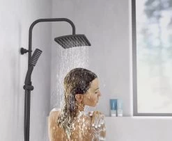 SCHÜTTE Mallorca Douchesysteem - Regendouche - 95 Cm Stang - Wandhouder In Hoogte Verstelbaar - Mat Zwart -Grohe Winkel 1200x988