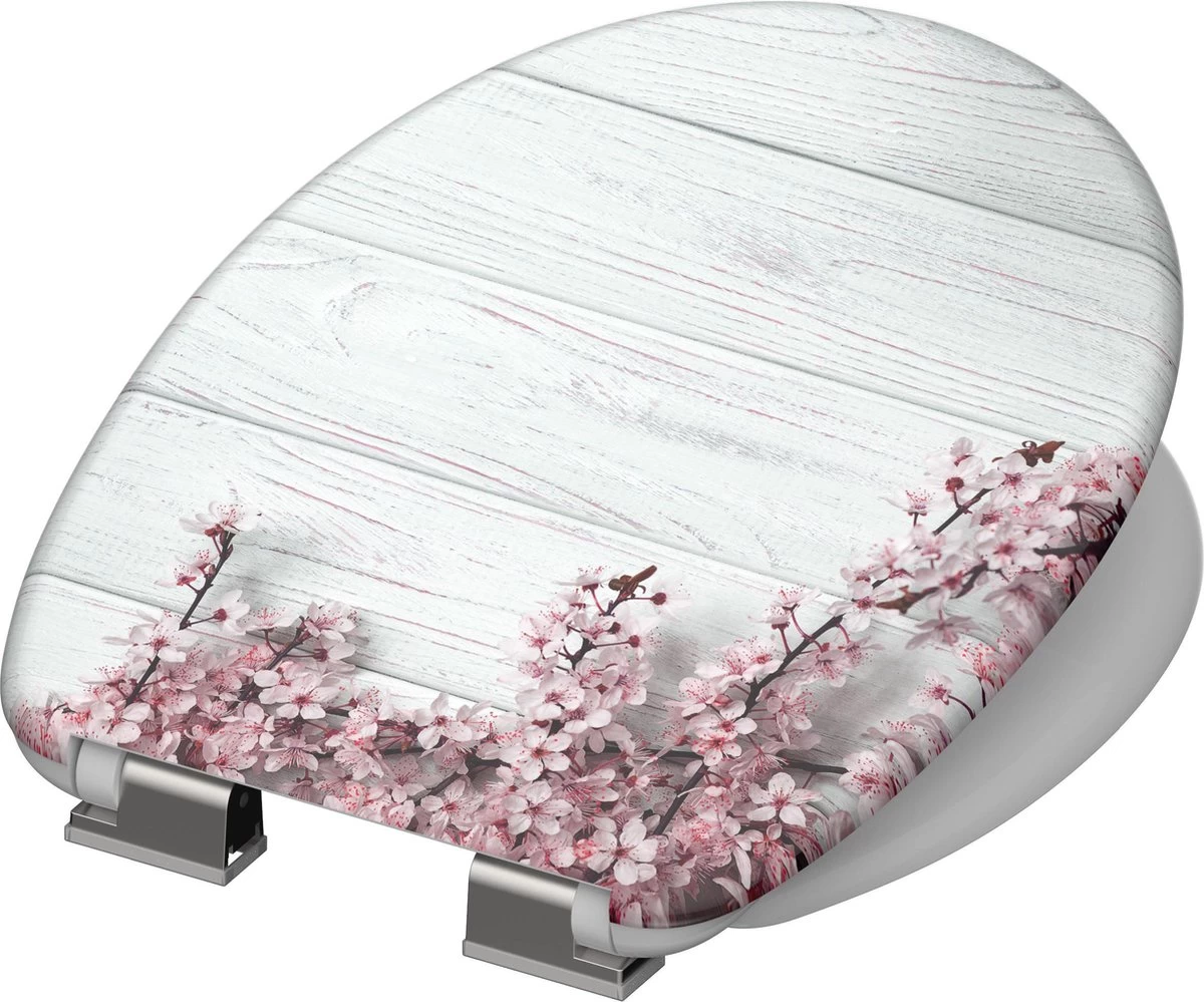 SCHÜTTE WC-Bril 82197 FLOWERS & WOOD - Duroplast - Soft Close - Verchroomde Scharnieren - Decor - 1-zijdige Print 3 SCHÜTTE WC-Bril 82197 FLOWERS & WOOD - Duroplast - Soft Close - Verchroomde Scharnieren - Decor - 1-zijdige Print - Image 3