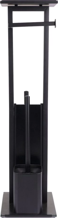 Mmoods Toiletbutler Zwart - WC Borstel Met Toiletrolhouder Vrijstaand - Toiletborstel Siliconen Industrieel Design Mmoods - Reserverolhouder Zonder Boren Staand Met Plankje RVS -Grohe Winkel 323x1200