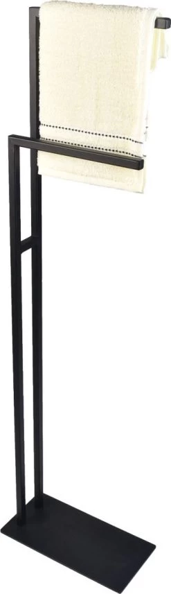 Handdoekrek, Handdoekhouder - Vrijstaand- Zwart- Metaal - 2 Armig