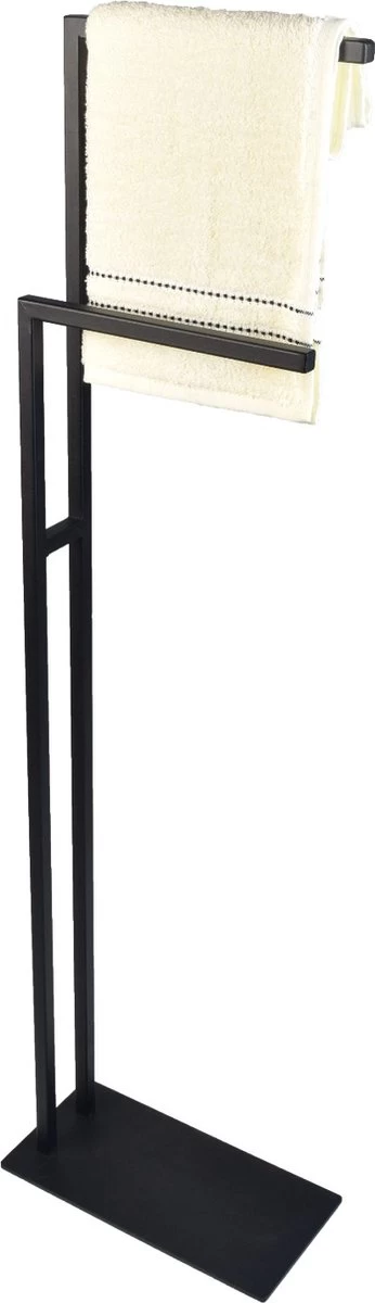 Handdoekrek, Handdoekhouder - Vrijstaand- Zwart- Metaal - 2 Armig 1 Handdoekrek, Handdoekhouder - Vrijstaand- Zwart- Metaal - 2 Armig