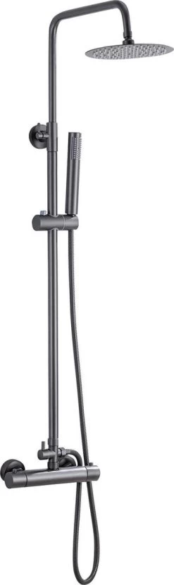 LOMAZOO Regendouche Met Thermostaatkraan - Douche Badkamer - Gun Metal / Antraciet [LYNN]