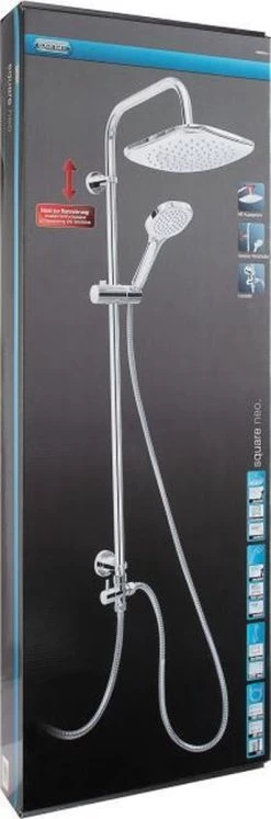 Cornat® SQUARE NEO - Roestvrij Staal Doucheset – Industrieel - Hoofd- En Handdouche - Douchesysteem - Waterbesparend – Reno Functie -Grohe Winkel 397x1200