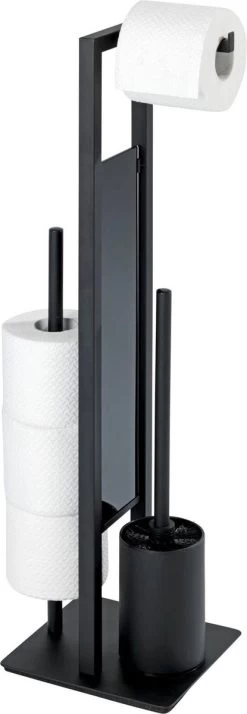 WENKO Toiletbutler Rivalta Zwart - Toiletborstel Met Houder, Toiletrolhouder En Reserverolhouder -Grohe Winkel 415x1200