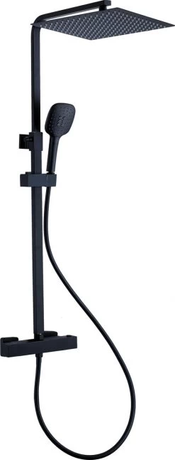 Viidako Kimii Doucheset Opbouw Compleet – Mat Zwart – Vierkant 30 Cm X 30 Cm - Sedal Binnenwerk -Thermostaatkraan – Zeer Goede Kwaliteit – RVS En Messing – Design -Grohe Winkel 459x1200