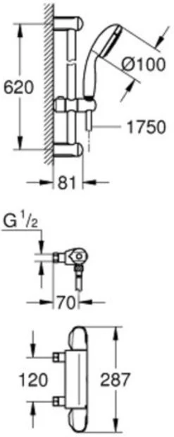 GROHE Grohtherm 1000 Thermostatische Douchekraan - 12 Cm - Chroom - 34153004 -Grohe Winkel 480x1200