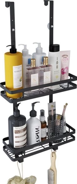 Souiri Doucherek - Stainless Doucherek - Zonder Boren - Doucherek Zwart - Doucherek Hangend - Badkamer Accessoires - RVS - 2 Laags -Grohe Winkel 503x1200 2