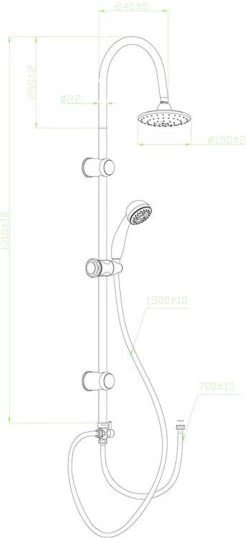 SCHÜTTE Jamaica Fresh Douchesysteem - Regendouche - 102 Cm Stang - Chroom -Grohe Winkel 551x1200