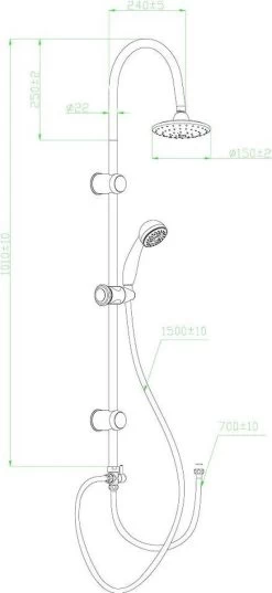 SCHÜTTE Jamaica Fresh Douchesysteem - Regendouche - 102 Cm Stang - Chroom -Grohe Winkel 552x1200