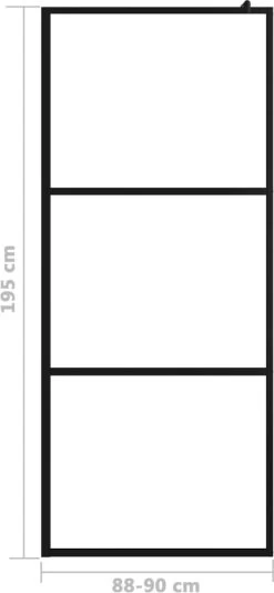 VidaXL Inloopdouchewand Transparant 90x195 Cm ESG-glas Zwart -Grohe Winkel 555x1200