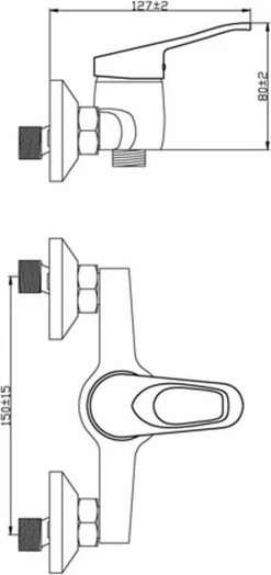 SCHÜTTE Athos Plus Douchekraan - Mengkraan - 150 Mm Hartafstand - Chroom -Grohe Winkel 566x1200 2