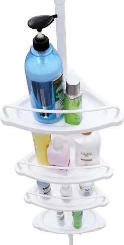 Hoppa! Telescopisch Doucherek Zonder Boren / Uitschuifbaar Douche Rek Van 85-305 Cm - Badopbergrek - Wit -Grohe Winkel 611x1200 1