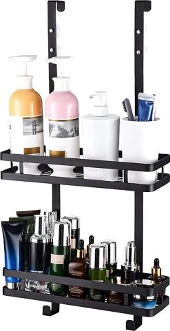 Souiri Doucherek - Stainless Doucherek - Zonder Boren - Doucherek Zwart - Doucherek Hangend - Badkamer Accessoires - RVS - 2 Laags -Grohe Winkel 616x1200