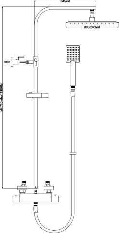 4bathroomz® Zwarte Regendouche Met Thermostaatkraan - 30 Cm Vierkant -Grohe Winkel 618x1200