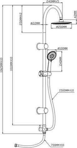 SCHÜTTE Jamaica Fresh Douchesysteem - Regendouche - 102 Cm Stang - Chroom -Grohe Winkel 625x1200