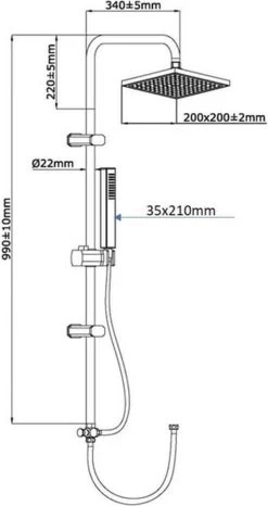 SCHÜTTE Tokyo Douchesysteem - Regendouche - 102 Cm Stang - Chroom -Grohe Winkel 636x1200