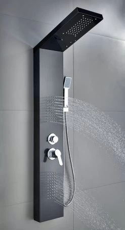 Badplaats Douchepaneel Aras - Zwart - Regendouche Met Mengkraan En Douchekop -Grohe Winkel 656x1200