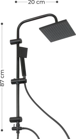 Niceey Doucheset - Regendouche - Handdouche - Verstelbaar - Vierkant - Mat Zwart -Grohe Winkel 657x1200