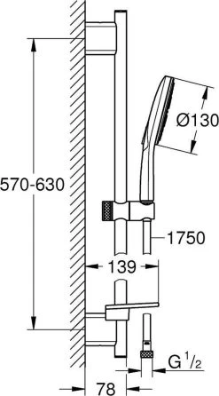 GROHE Rainshower SmartActive 130 Glijstangset - 60 Cm - Met Zeepschaal - Chroom - 26575000 -Grohe Winkel 665x1200