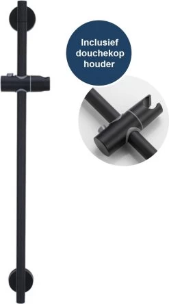 Moodcare® Glijstang - Douche Glijstang - 70 Cm - Mat Zwart - Zonder Boren