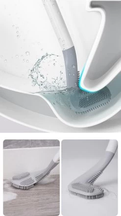 Bradey Toiletborstel Siliconen - WC Borstel Met Houder - Optimale Hygiëne - Golfclub-vorm - Komt In Alle Hoeken -Grohe Winkel 672x1200