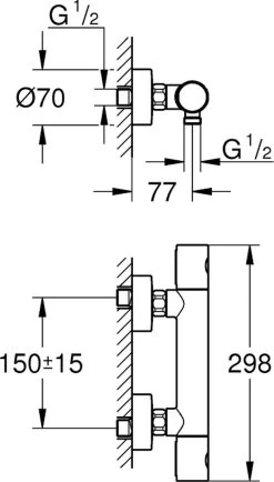 GROHE QuickFix Precision Get Thermostatische Douchekraan - EcoJoy - Met Koppelingen - Chroom - 34773000 -Grohe Winkel 683x1200