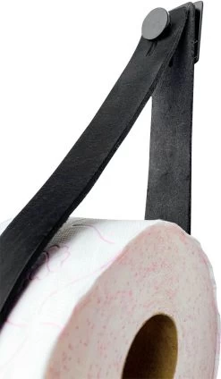 Luxe Leren Toiletrolhouder - Zwart - Reserverolhouder - 100% Volnerfleer - Hangend - Zonder Boren - WC Rol Houder - Closetrolhouder -Grohe Winkel 699x1200