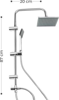 Niceey Doucheset - Regendouche - Handdouche - Verstelbaar - Vierkant - Chroom -Grohe Winkel 714x1200