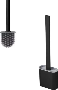 Luxe WC Borstel Met Houder - Flexibele WC Borstel Van Siliconen - Inclusief Montagesysteem - Staand Of Hangend - Toiletborstel