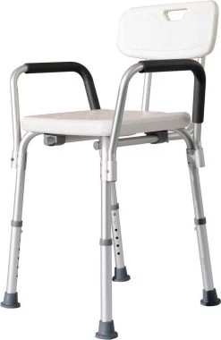 Douchestoel Met Afneembare Rugleuning En Armleuningen - Lichtgewicht En In Hoogte Verstelbaar - Douchekruk