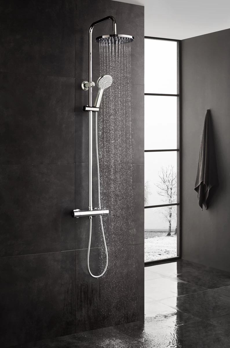 4bathroomz® Regendouche Chroom Met Thermostaatkraan - 20cm Douchekop 2 4bathroomz® Regendouche Chroom Met Thermostaatkraan - 20cm Douchekop - Afbeelding 2