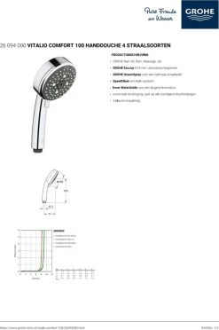 GROHE Vitalio Comfort 100 Douchekop - Ø 10 Cm - EcoJoy® - 4 Straalsoorten - 26094000 9 GROHE Vitalio Comfort 100 Douchekop - Ø 10 Cm - EcoJoy® - 4 Straalsoorten - 26094000 -Grohe Winkel 797x1200 1