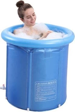 OpblaasbaarDirect | Opblaasbaar Bad - 1 Persoons Balkonbad - IJsbad / Tub Met Afvoerslang En Opblaasbare Rand - Met Comfortable Zitting - 75x80cm - Ijschallenge -Grohe Winkel 802x1200 2