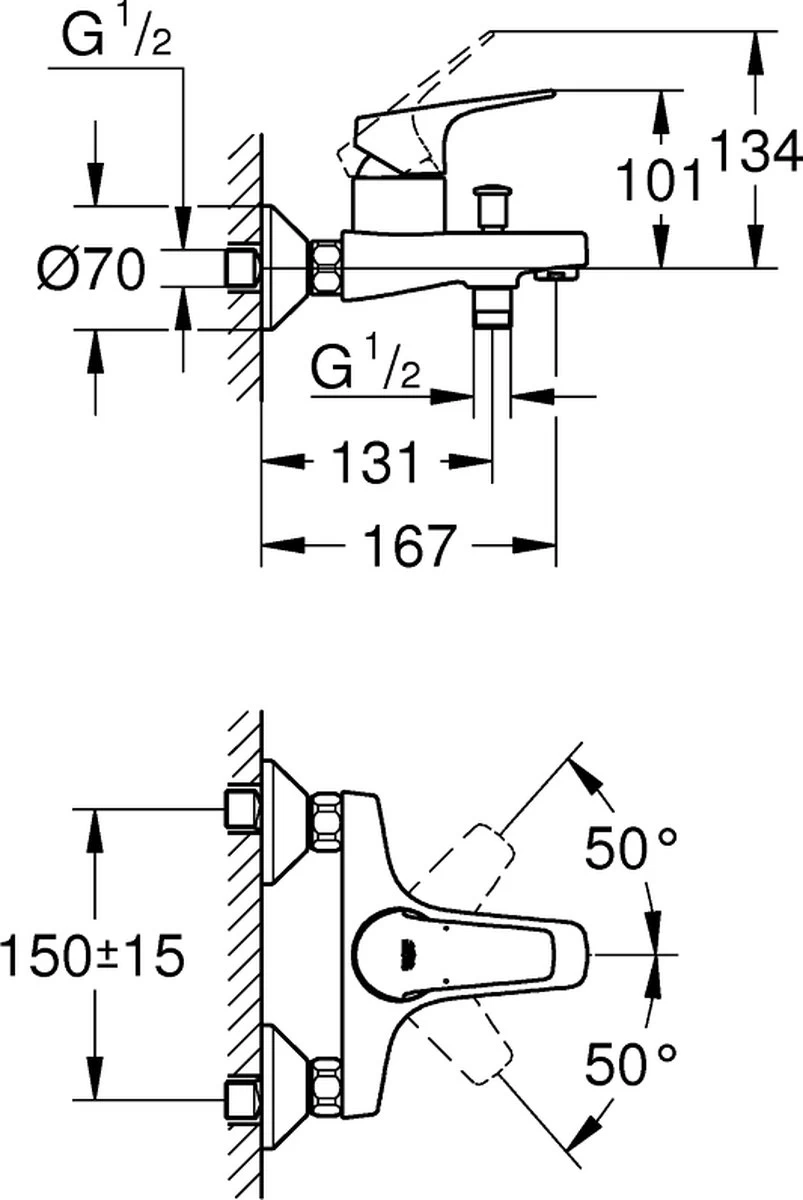 GROHE QuickFix Start Flow Badkraan - Met Omstel En Koppelingen - Chroom - 23772000 2 GROHE QuickFix Start Flow Badkraan - Met Omstel En Koppelingen - Chroom - 23772000 - Afbeelding 2