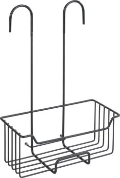 WENKO Doucherek Milo 25x36cm RVS Zwart - Doucherek Zonder Boren - Doucherek Hangend Zwart