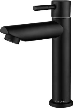 Stylumo Zwarte Toiletkraan – Fonteinkraan Zwart – Koudwaterkraan – WC Kraan – Badkamermeubel Kraan Alleen Koud Water