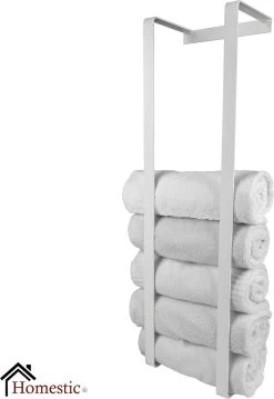 Homestic© Handdoekrek Zonder Boren - Antioch Stalen Handdoekhouder Voor In De Badkamer/Keuken/Camper/Tuin - 70x20x13 - Wit