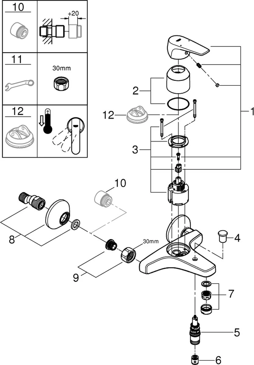 GROHE QuickFix Start Flow Badkraan - Met Omstel En Koppelingen - Chroom - 23772000 5 GROHE QuickFix Start Flow Badkraan - Met Omstel En Koppelingen - Chroom - 23772000 - Afbeelding 5