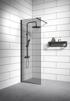 Douchewand Rizani 50cm - Getint Rookglas - Zwart -Grohe Winkel 839x1200 1