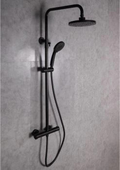 SAAR Opbouw Douche Set - Rond - Thermostaatkraan - Glijstang - Regendouche - Handdouche - Mat Zwart -Grohe Winkel 845x1200 2