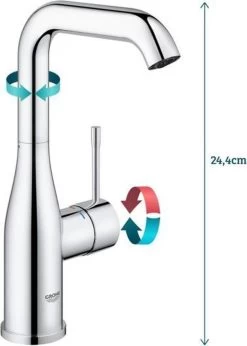 GROHE Essence New Wastafelkraan - Met EcoJoy® - Draaibare Uitloop - Zonder Waste - Chroom - 23541001 -Grohe Winkel 857x1200 3