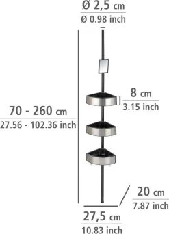 WENKO Telescopisch Doucherek Big Black 3-laags Met Spiegel Zilver/zwart - Bevestigen Zonder Boren -Grohe Winkel 866x1200 1