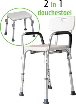 Douchestoel Met Afneembare Rugleuning En Armleuningen - Lichtgewicht En In Hoogte Verstelbaar - Douchekruk -Grohe Winkel 874x1200
