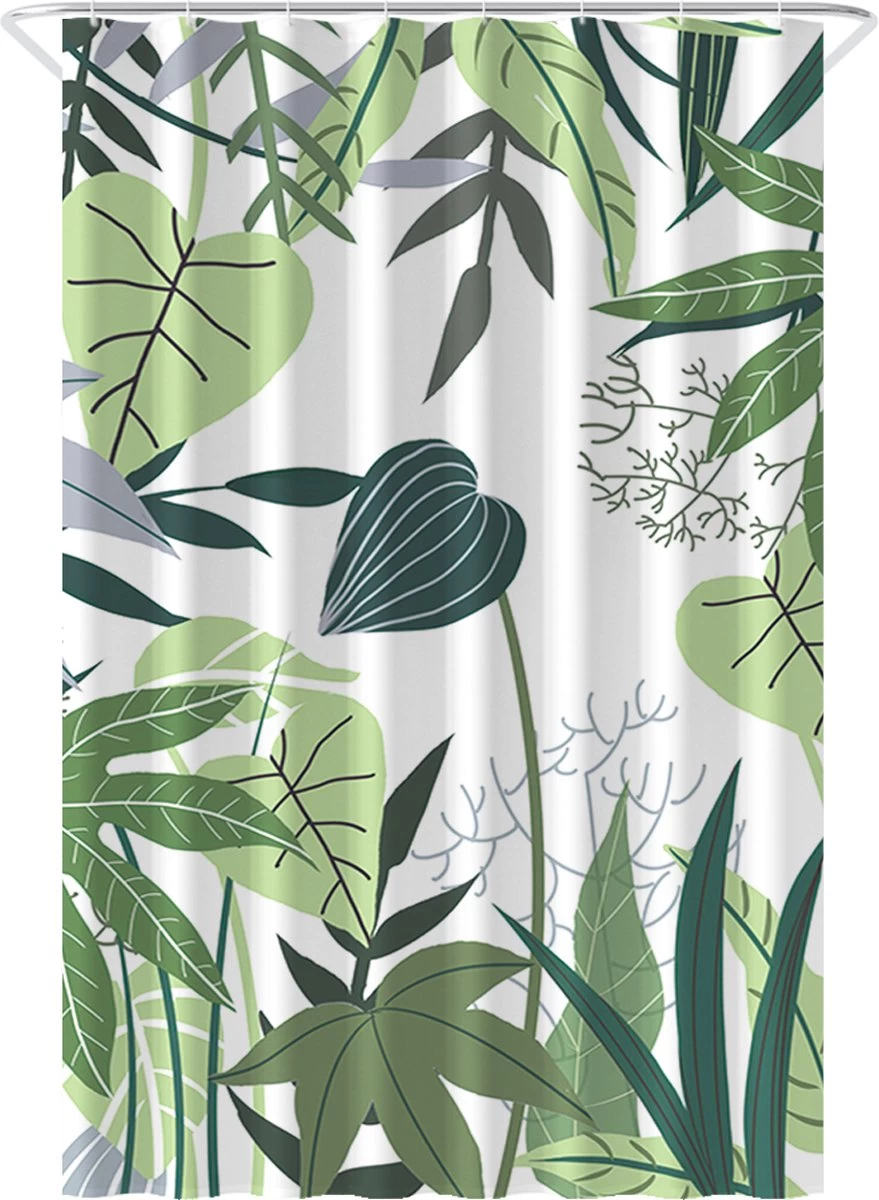 Loti Living Douchegordijn Anti Schimmel – Jungle - Inclusief Ringen – Waterdicht - Polyester - Douchegordijn 120x200 Cm 1 Loti Living Douchegordijn Anti Schimmel – Jungle - Inclusief Ringen – Waterdicht - Polyester - Douchegordijn 120x200 Cm